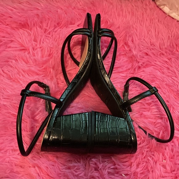 Nine West Grayce faux croc strappy chunk heel square toe shoes size 8 - Picture 6 of 12